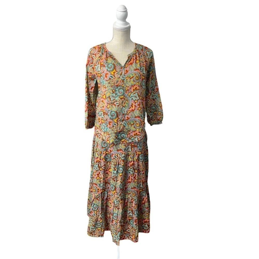 Roller Rabbit Maxi Skirt Blouse Set 100% Cotton Light‎ Weight Sz XS Boho Peasant